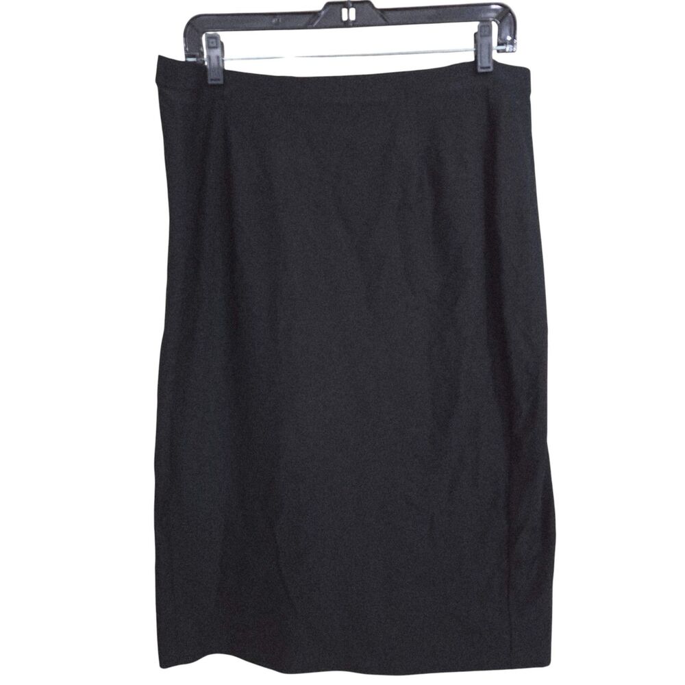Eileen Fisher Womens Ponte Skirt Sz L Black Viscose Sustainable Quiet Luxury 27"